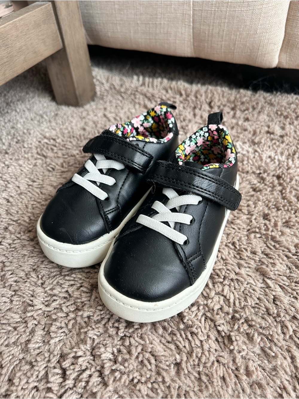 Carter's Black Sneakers with Floral Lining